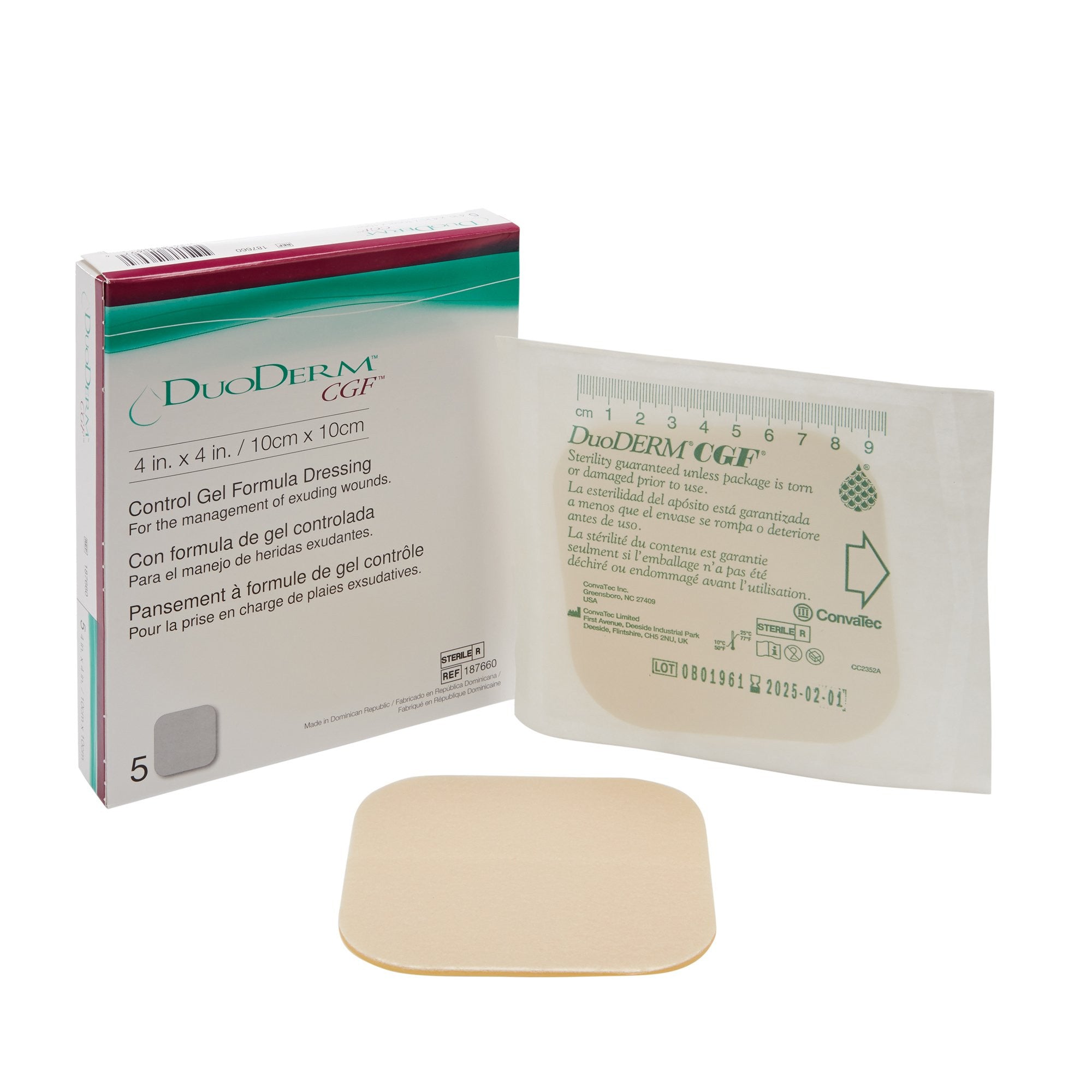 181329 - DuoDERM - DuoDERM CGF Hydrocolloid Dressing Foam Backing 4 X 4 Inch Square Hydrocolloid, 187660, Pack of 1, (EA)