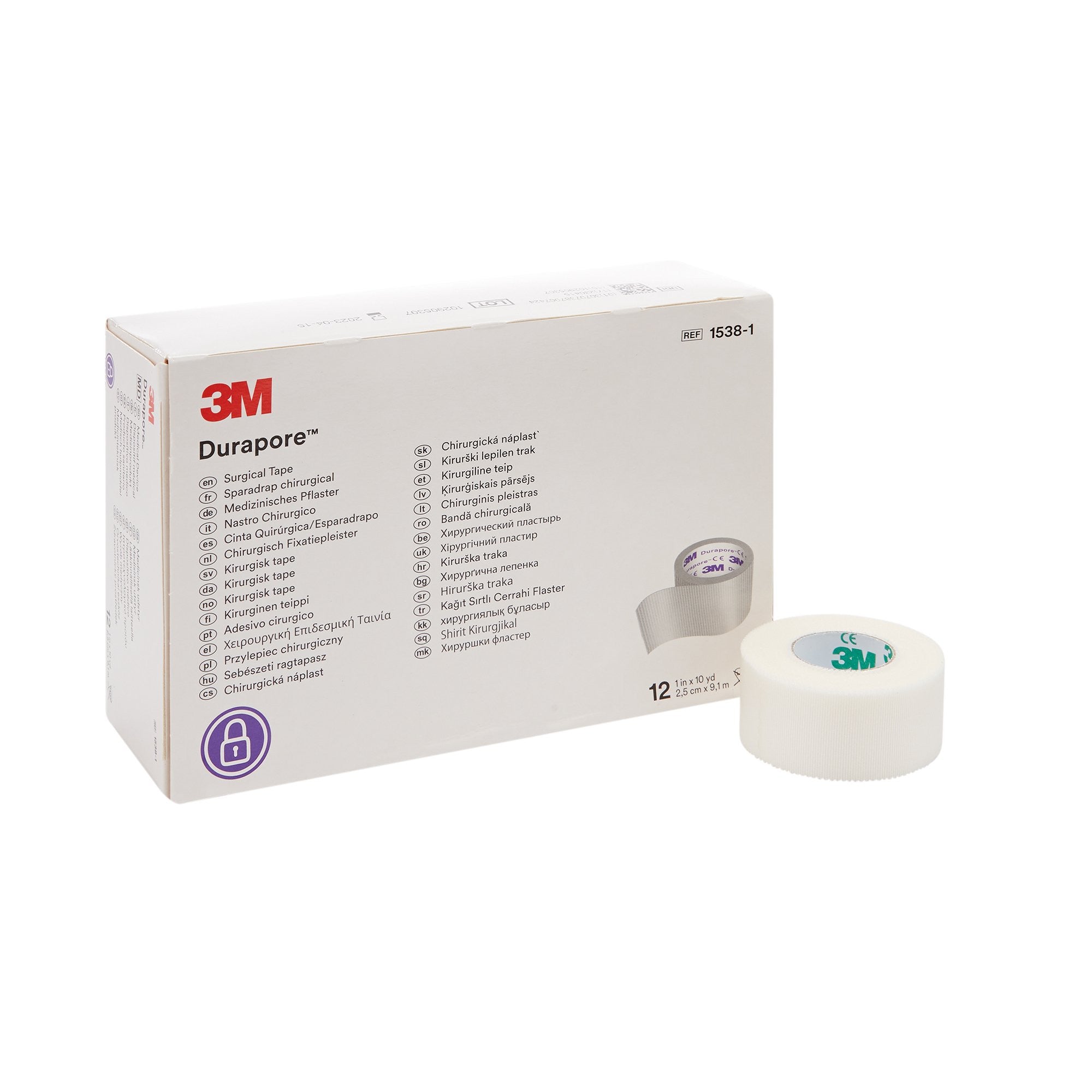 5775 - 3M - 3M Durapore Medical Tape White 1 in X 10 yd Silk-Like Cloth, 1538-1, Case of 120, (CS)