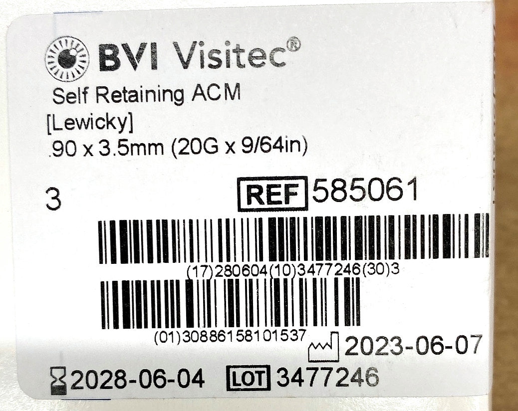 585061 - BEAVER-VISITEC - Self Retaining ACM [Lewicky] .90 x 3.5mm (20G x 9/64in), (EA/1)