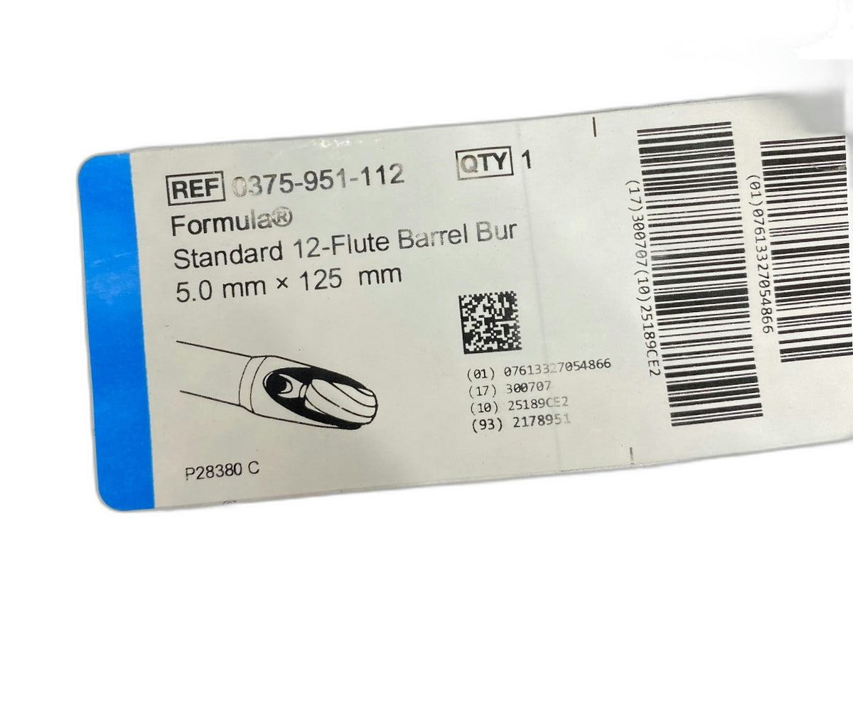 0375-951-112 - STRYKER - [Standard 12-Flute Barrel Bur, Arthroscopic Shaver Blade, Do Not Resterilize, Do Not Use if Package is Damaged, Keep Dry, Keep Away from Sunlight], (EA/1)
