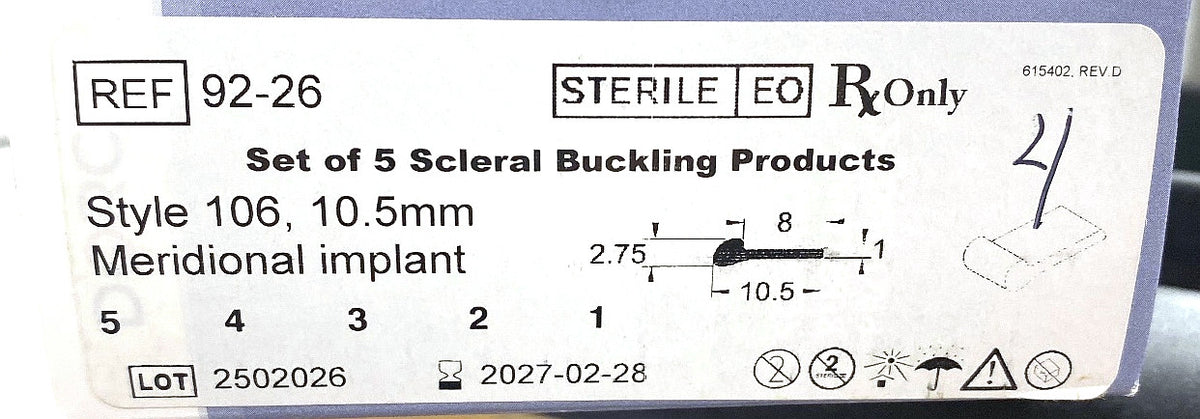 92-26 - DUTCH OPHTHALMIC RESEARCH CENTER - Scleral Buckling Product Style 106, Meridional Implant - 10.5mm, (EA/1)