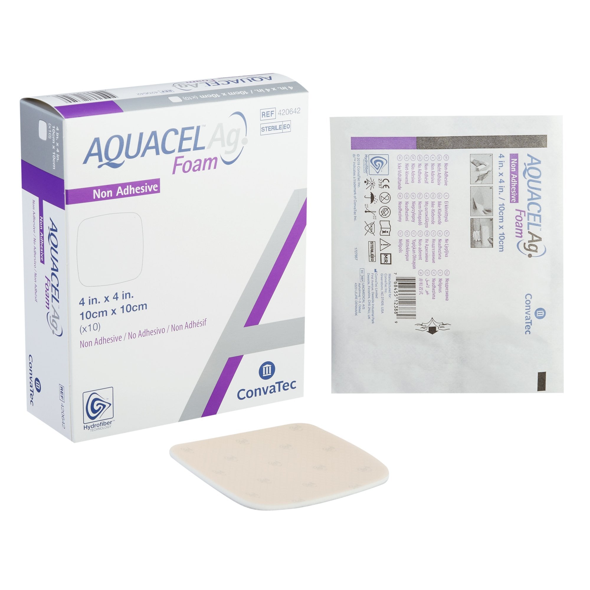 849029 - Aquacel - Aquacel Ag Silver Foam Dressing 4 X 4 Inch Square Sterile, 420642, Box of 10, (BX)