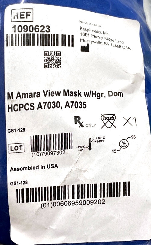 1090623 - RESPIRONICS - Amara View Mask with Headgear, USA, Medium, (EA/1)