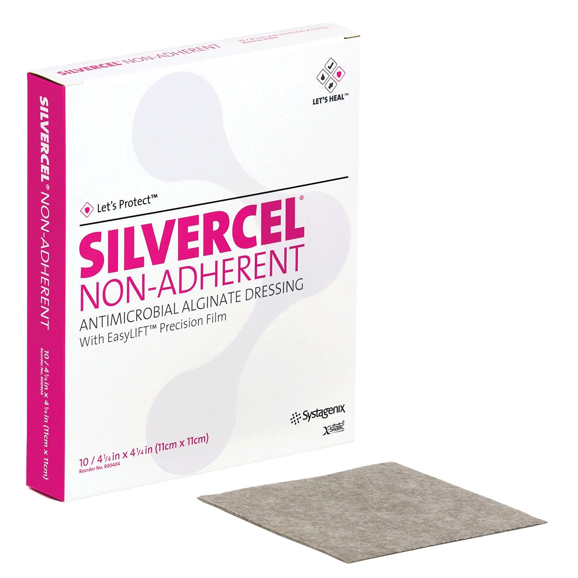 713618 - Silvercel - Silvercel Non-Adherent Silver Alginate Dressing 4-1/2 X 4-1/2 Inch Square Sterile, 900404, Box of 10, (BX)