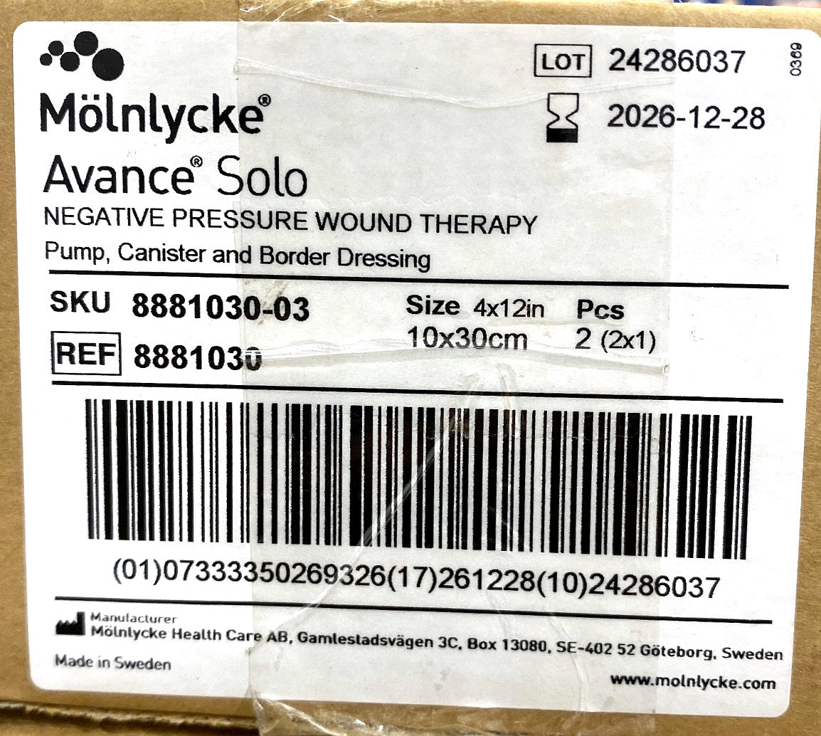 8881030 - MÖLNLYCKE - Avance Solo Set with Dressing 10x30cm, (CS/2)