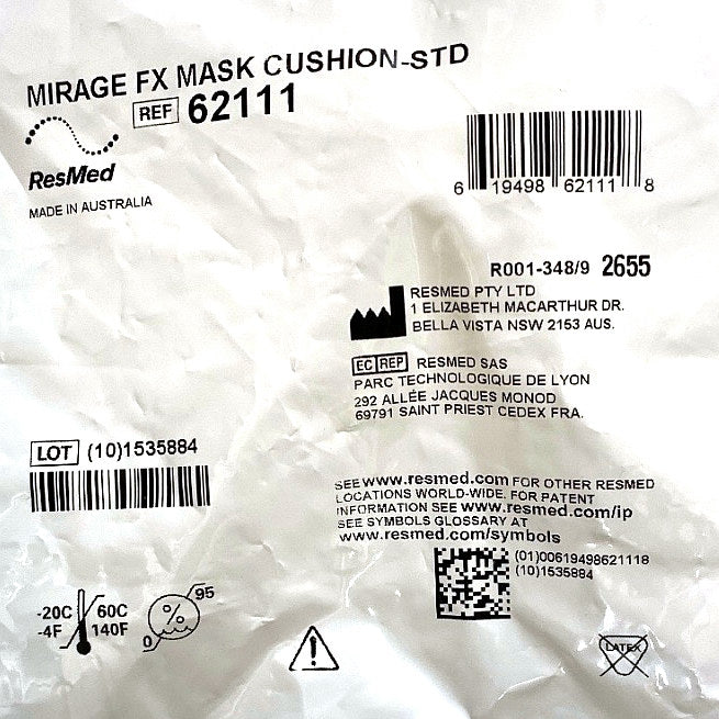 62111 - RESMED - MIRAGE FX MASK CUSHION-STD, (EA/1)