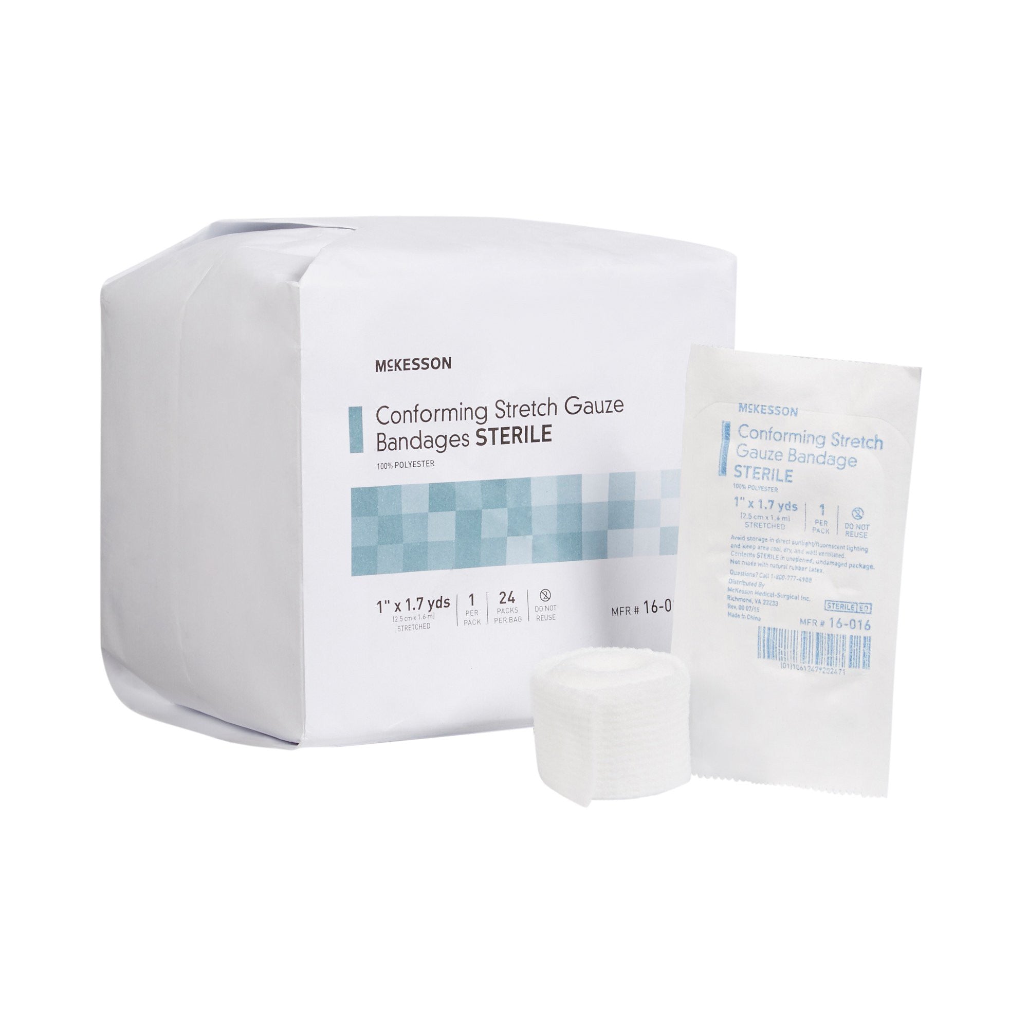 993031 - McKesson - McKesson Conforming Bandage 1 Inch X 1-7/10 Yard Sterile 1 per Pack, 16-016, Case of 96, (CS)