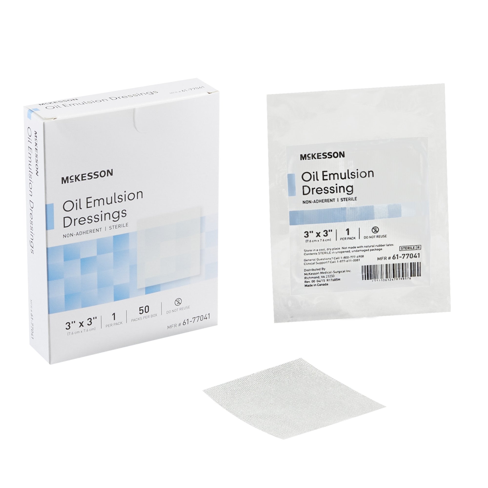 488939 - McKesson - McKesson Oil Emulsion Impregnated Dressing Square 3 X 3 Inch Sterile, 61-77041, Case of 600, (CS)