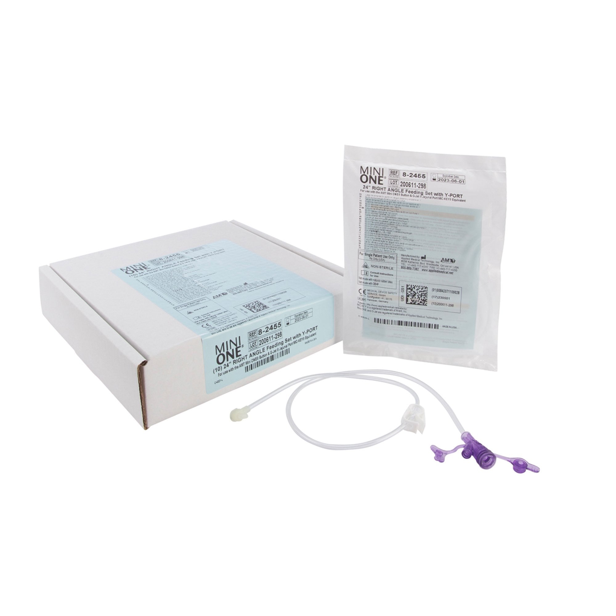 730858 - Mini Series - Mini ONE Right Angle Connector with Y-Port Adapter 24 Inch, Purple, 8-2455, Box of 10, (BX)