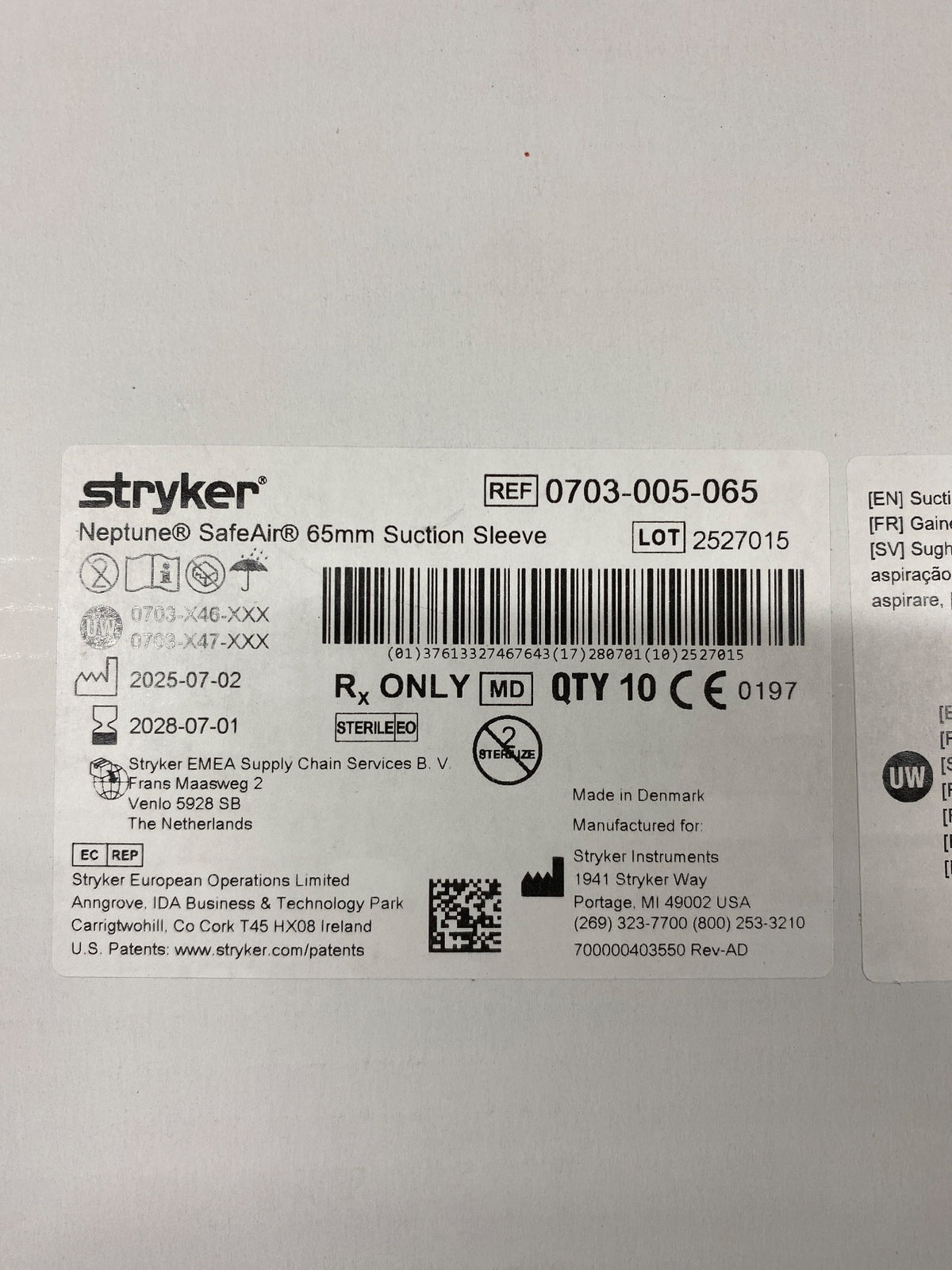 0703-005-065 - STRYKER - Evac 70 Xtra Coblation Adenotonsillectomy Wand, (BX/10)