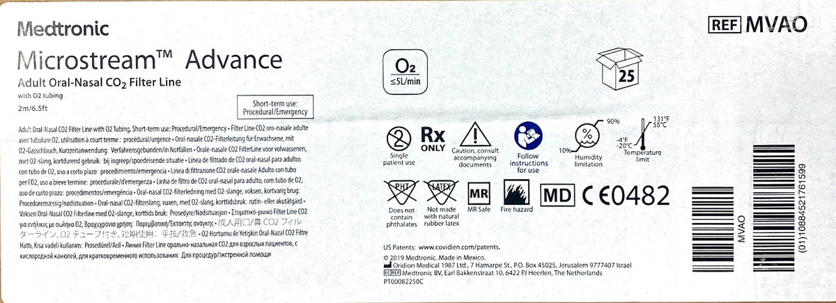 MVAO - MEDTRONIC - Adult Oral-Nasal Filter Line with O2 tubing, Short-term use: Procedural/Emergency, (BX/25)