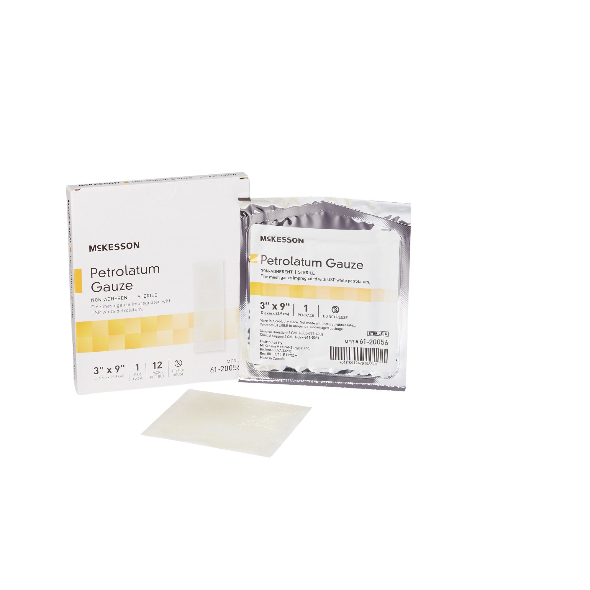 488942 - McKesson - McKesson Petrolatum Impregnated Dressing Rectangle 3 X 9 Inch Sterile, 61-20056, Case of 72, (CS)