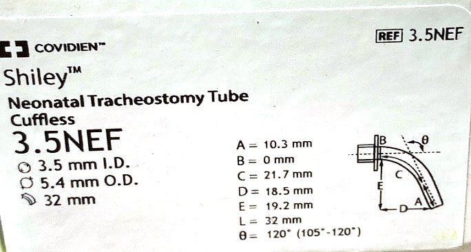 3.5NEF - COVIDIEN - Neonatal Tracheostomy Tube Cuffless, (BX/1)