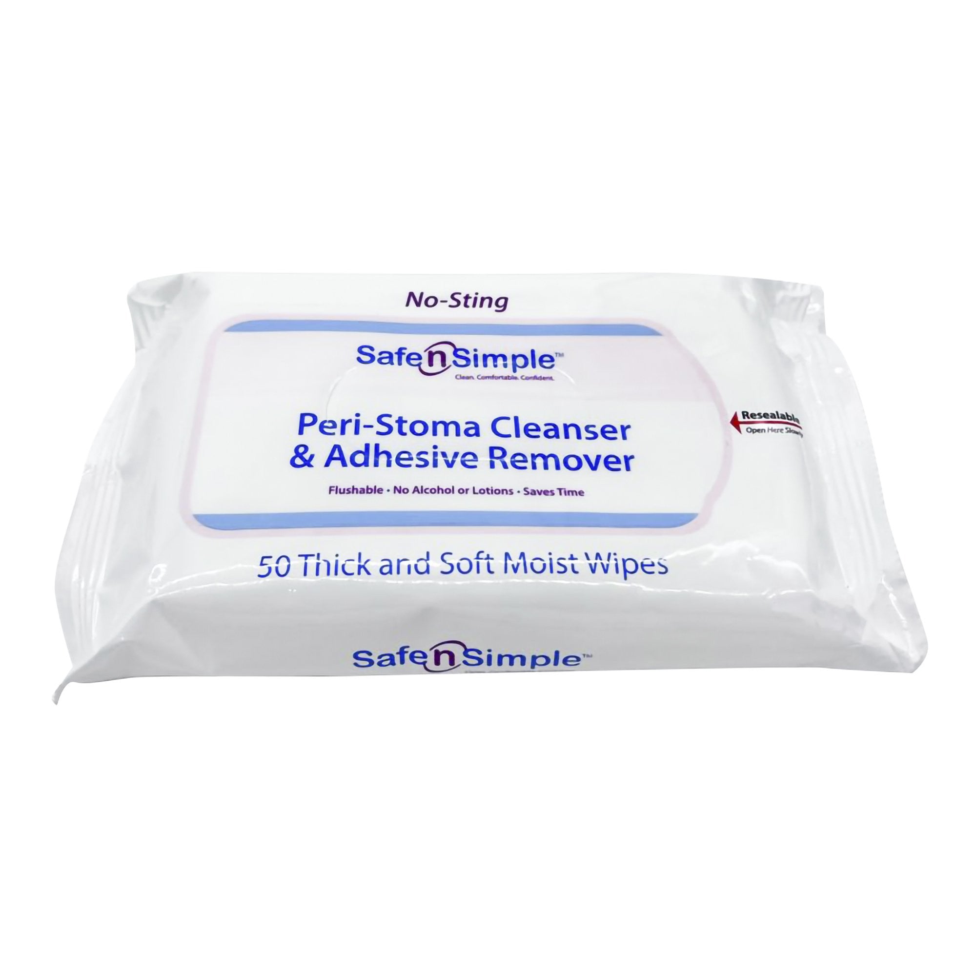 704616 - Safe N Simple - Safe n Simple Adhesive Remover Wipe Alcohol Free, SNS00525, Pack of 50, (PK)