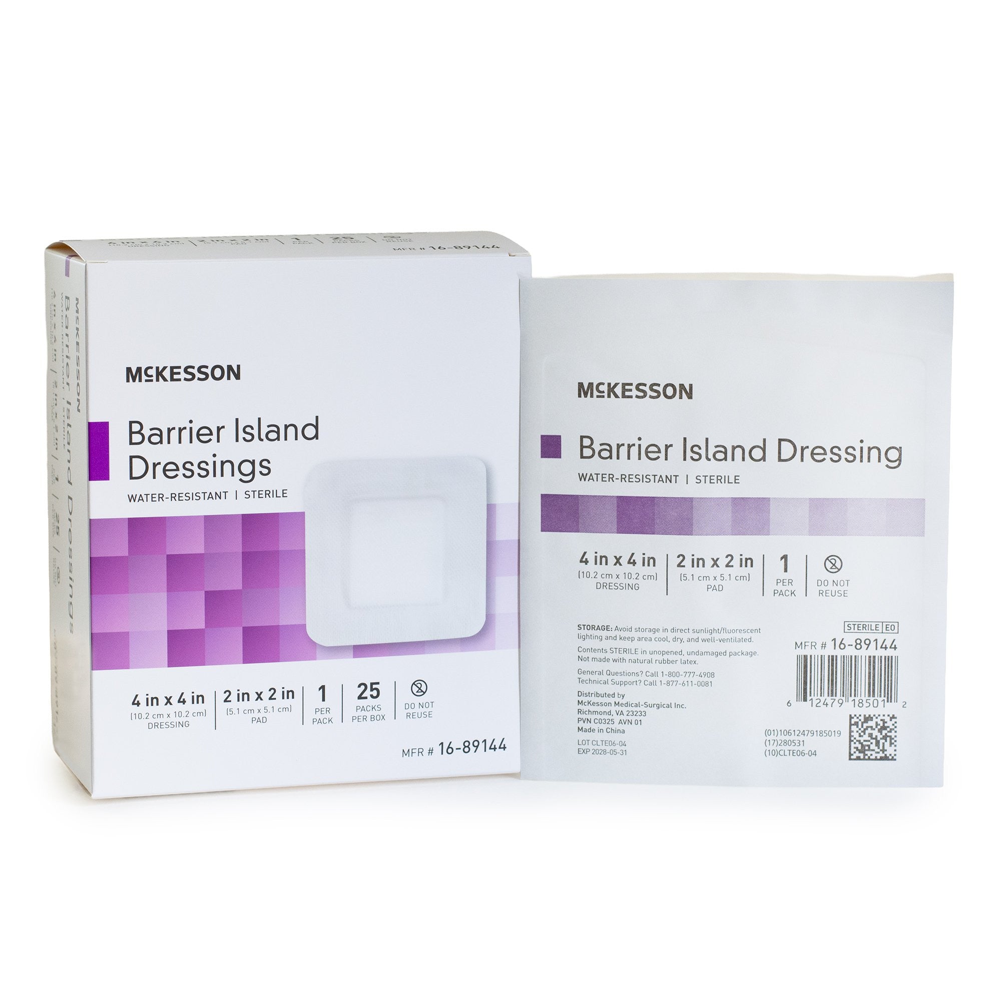 488920 - McKesson - McKesson Barrier Island Composite Dressing 4 X 4 Inch Square Sterile Water Resistant Film Backing, 16-89144, Case of 100, (CS)
