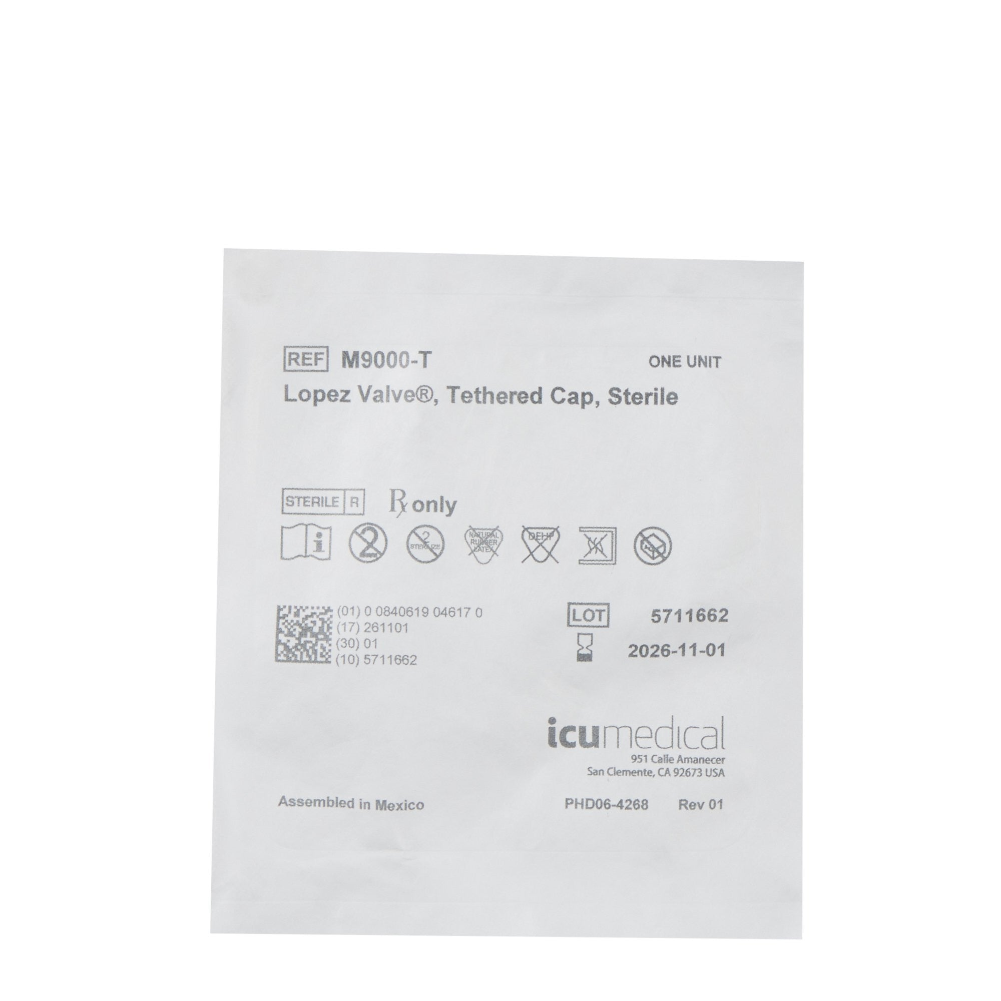 836025 - Lopez - Lopez Valve Closed Enteral Tube Valve Sterile, M9000-T, Case of 50, (CS)
