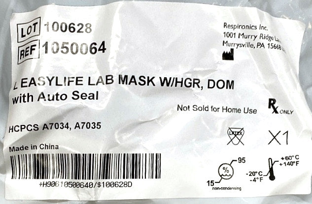 1050064 - RESPIRONICS - Leasylife lab mask w/hgr dom, (EA/1)