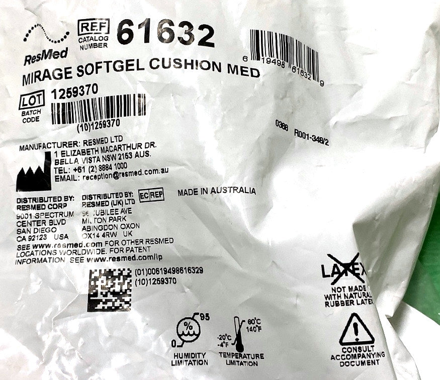61632 - RESMED - MIRAGE SOFTGEL CUSION MED, (EA/1)