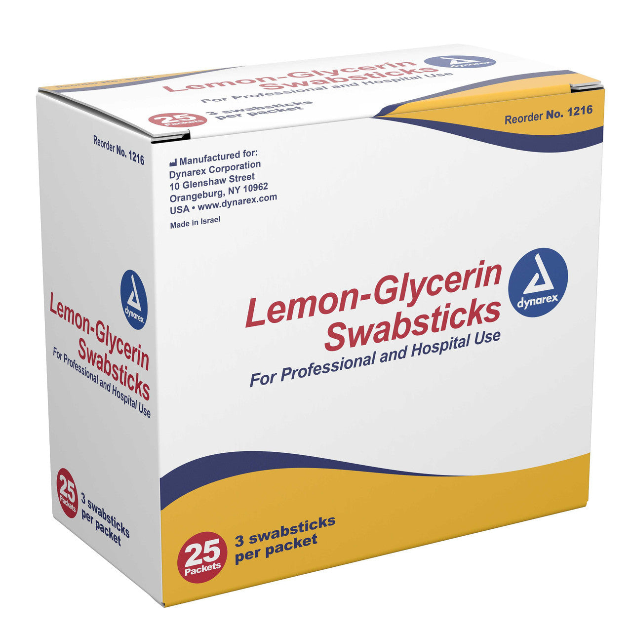 530231 - Dynarex - Dynarex 3.5'' Lemon Glycerin Swabstick with Foam Tip, Plastic Shaft, Case of 250, (CS)