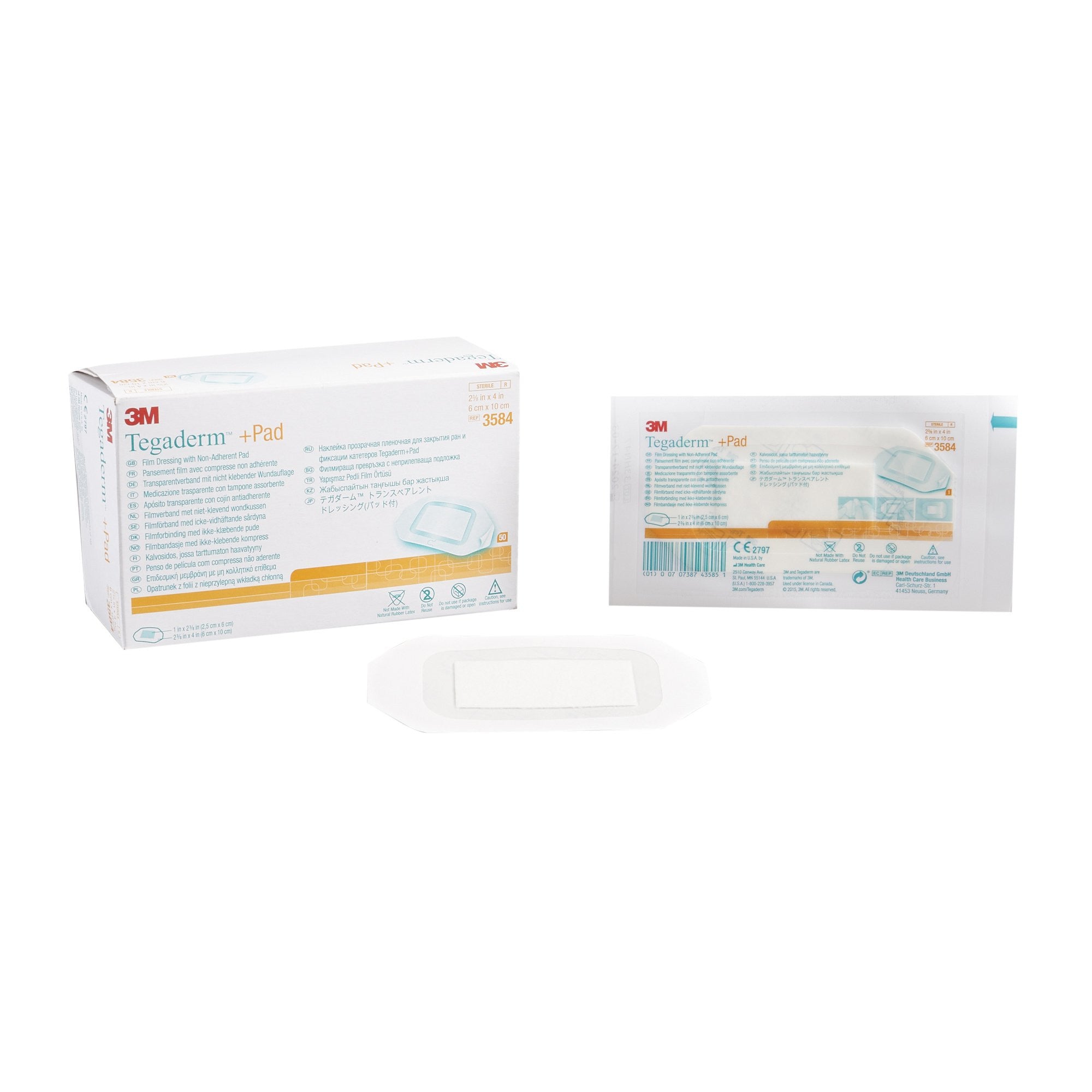 311917 - Tegaderm - 3M Tegaderm Transparent Film Dressing with Pad 2-3/8 X 4 Inch Frame Style Delivery Rectangle Sterile, 3584, Box of 50, (BX)