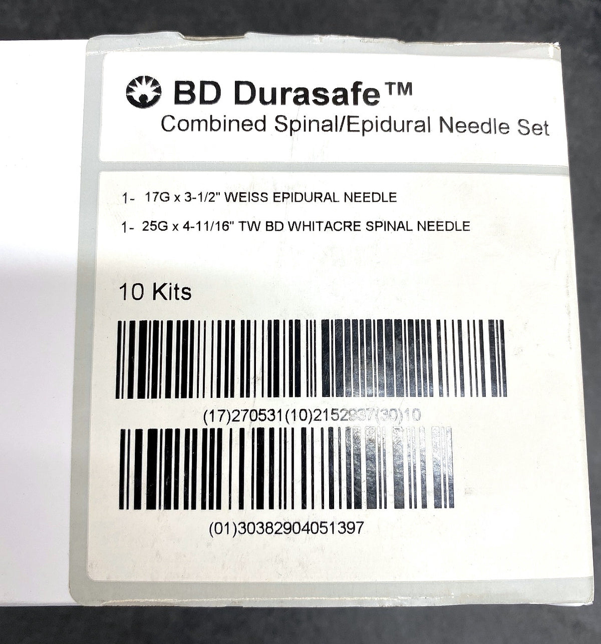 405139 - BD - Combined spinal /epidural needle set, (BX/10)