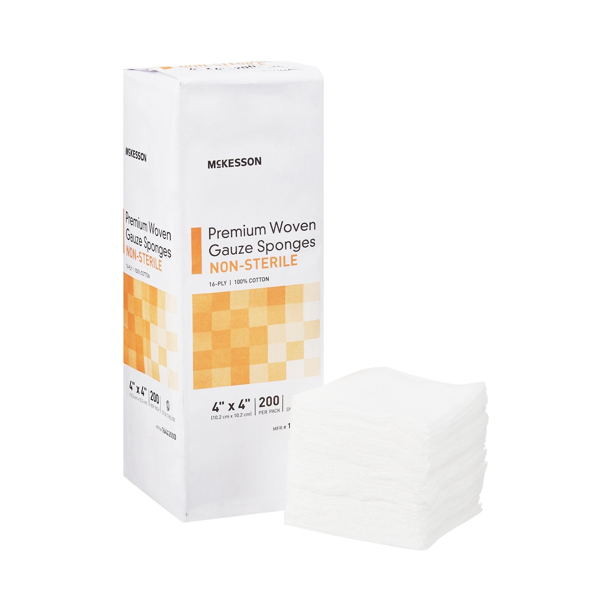 446043 - McKesson - McKesson Gauze Sponge 4 X 4 Inch 16-Ply NonSterile 200 per Pack, 16442000, Pack of 200, (PK)