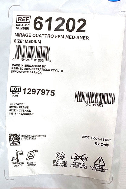 61202 - RESMED - MIRAGE QUATTRO FFM MED, (EA/1)