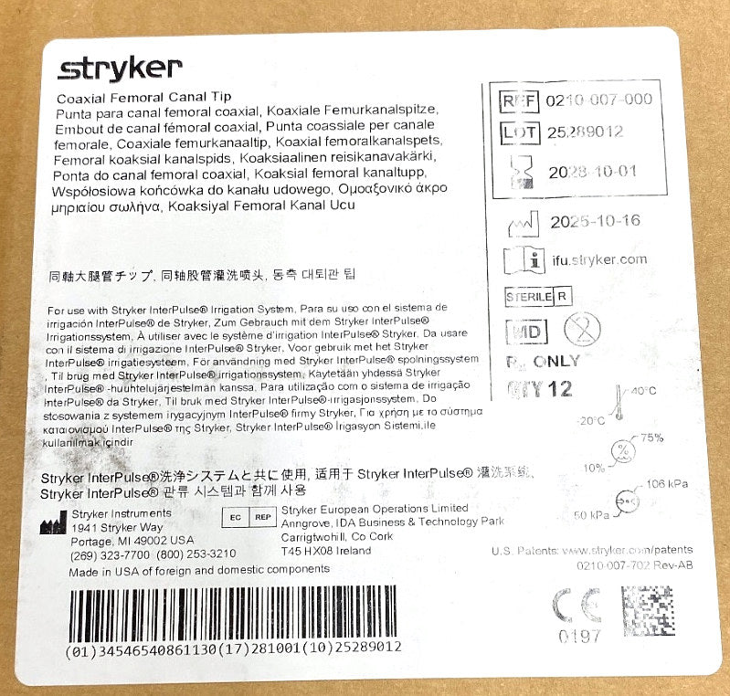 0210-007-000 - STRYKER - Coaxial Femoral Canal Tip, (BX/12)