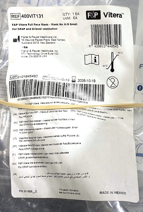 400VIT131 - FISHER & PAYKEL - Vitera full face mask, (EA/1)