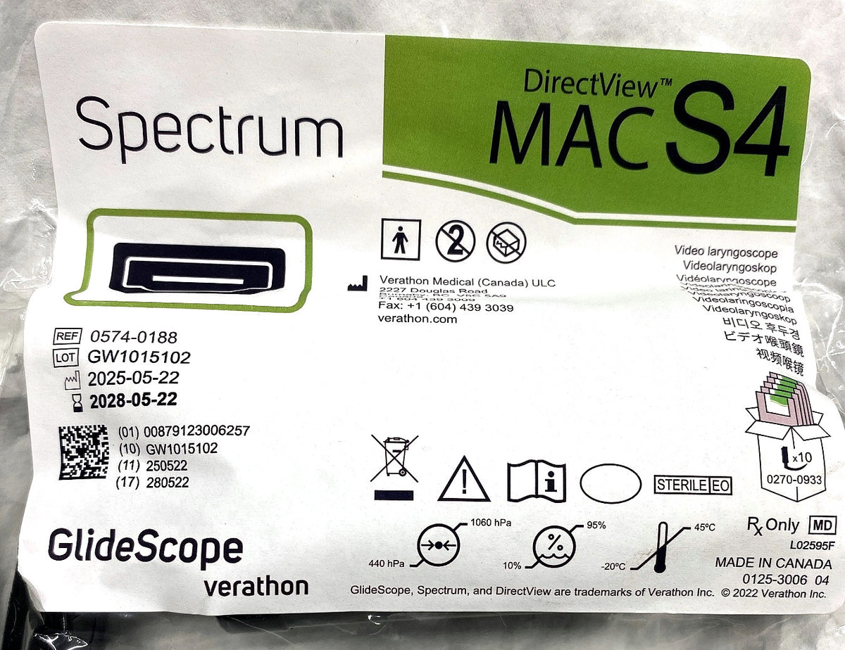 0574-0188 - VERATHON MEDICAL - GlideScope® Spectrum™ DirectView™ MAC S4, (EA/1)