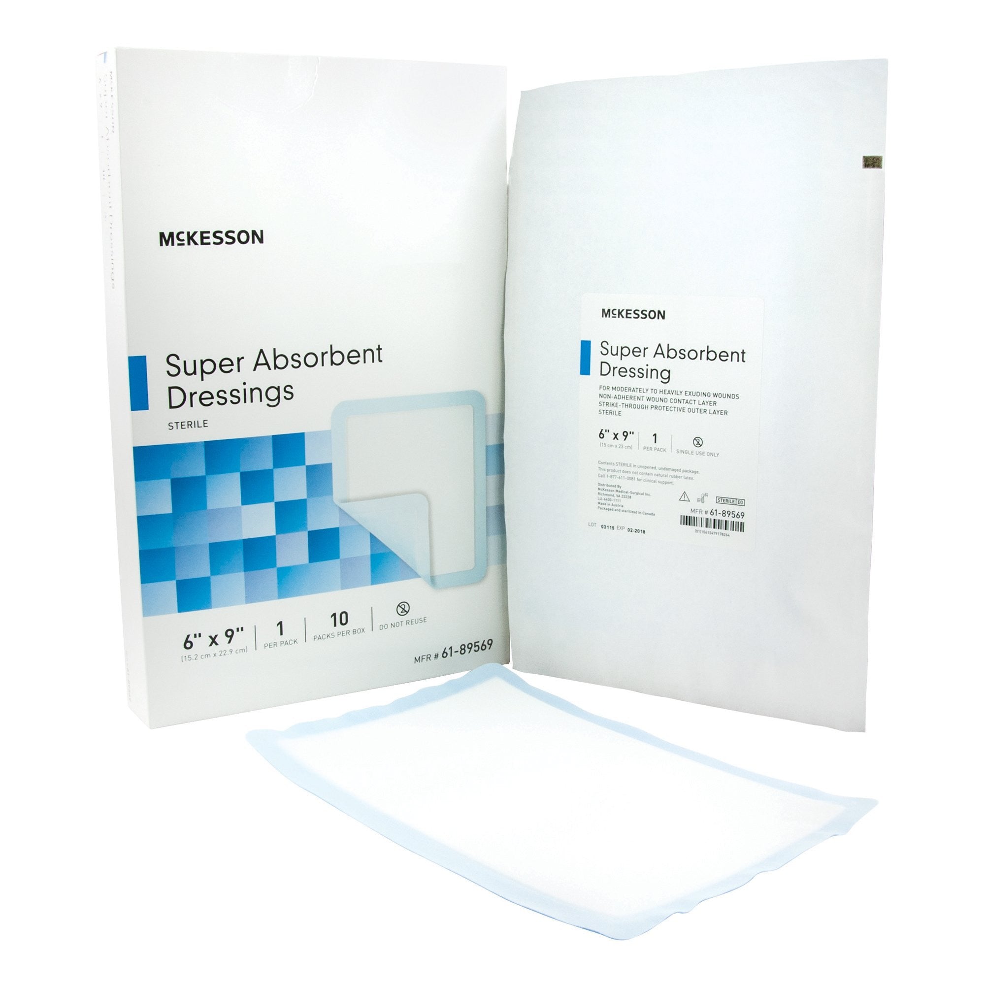 682971 - McKesson - McKesson Super Absorbent Dressing 6 X 9 Inch Rectangle, 61-89569, Case of 50, (CS)