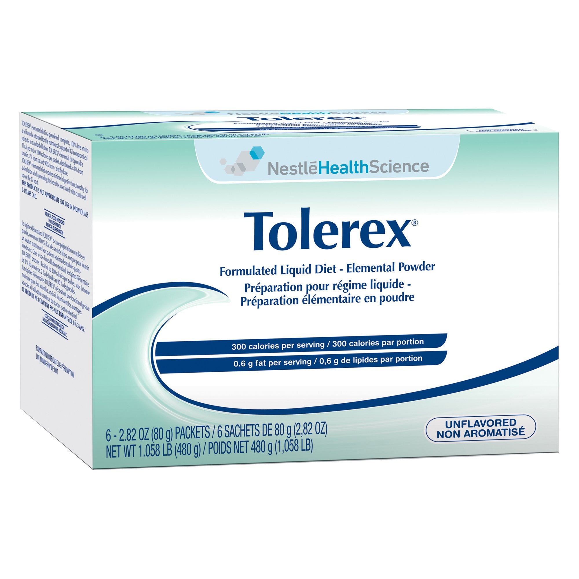 320422 - Tolerex - Tolerex Oral Supplement Unflavored Powder 2.82 oz. Individual Packet, Case of 60, (CS)