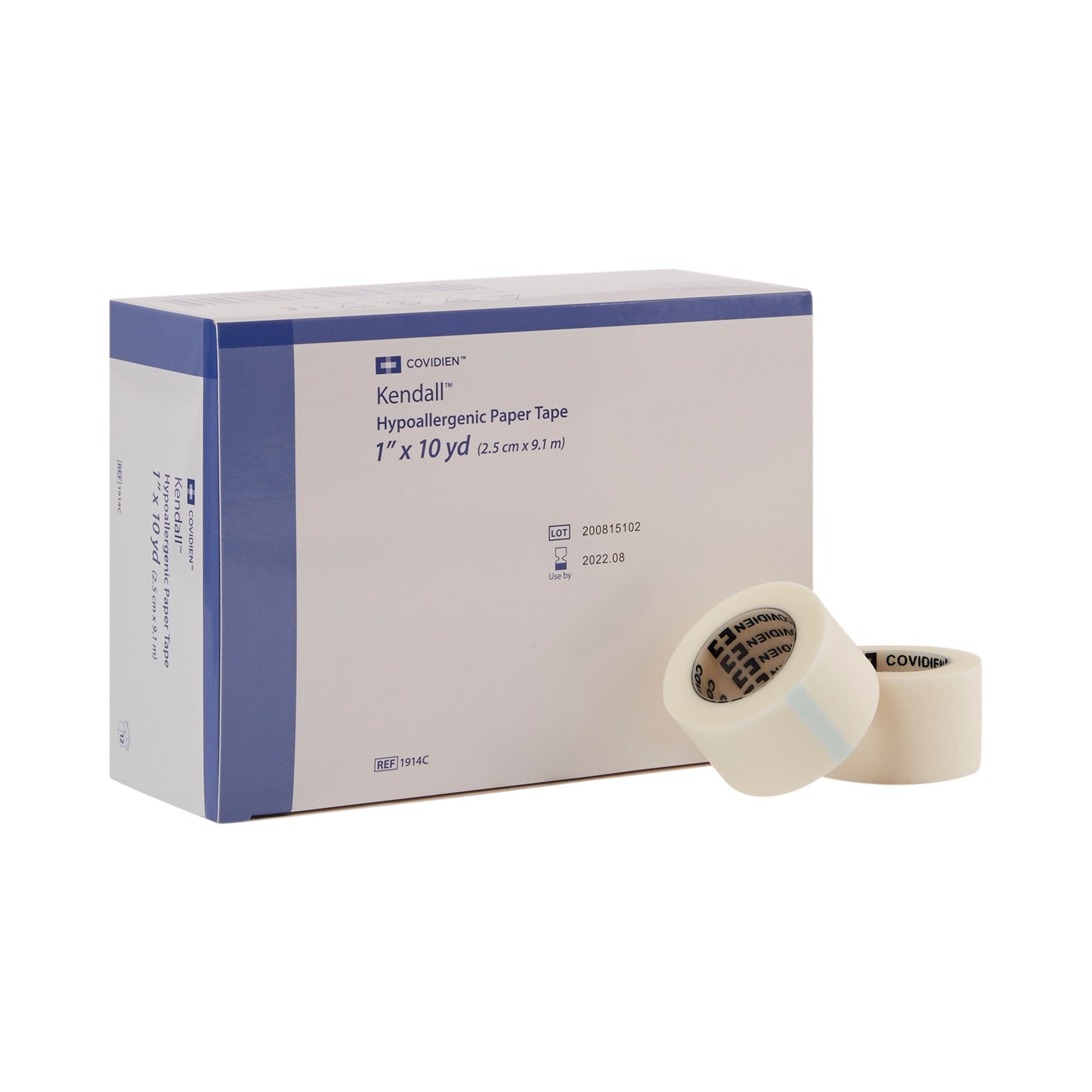 696197 - Kendall - Kendall Hypoallergenic Medical Tape White 1 in X 10 yd Paper, 1914C, Box of 12, (BX)