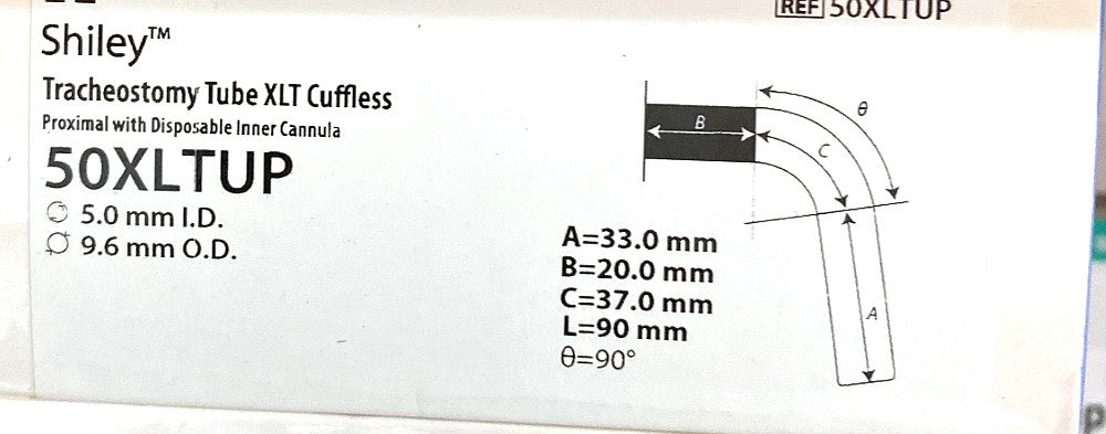 50XLTUP - COVIDIEN - Tracheostomy Tube XLT Cuffless,Proximal with Disposable Inner Cannula, (BX/1)