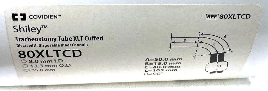 80XLTCD - COVIDIEN - Tracheostomy Tube XLT Cuffed,Distal with Disposable Inner Cannula, (BX/1)