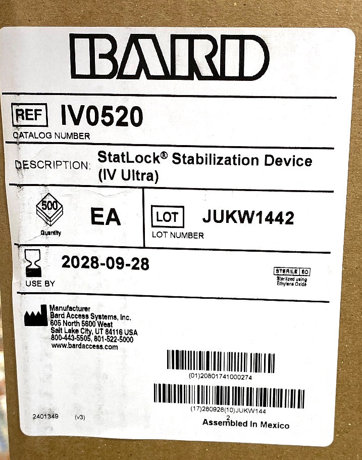 IV0520 - BARD - Statlock stabilization device, (CS/500)