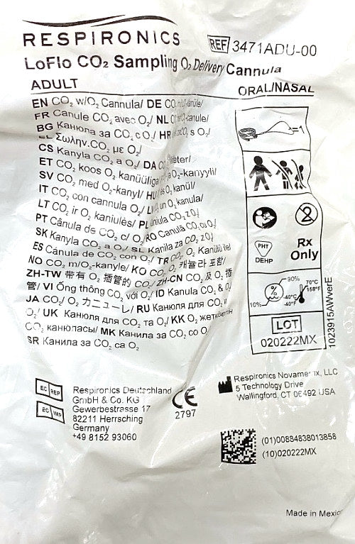 3471ADU-00 - RESPIRONICS - LoFlo CO2 Sampling O2 Delivery Cannula ADULT ORAL/NASAL, (EA/1)