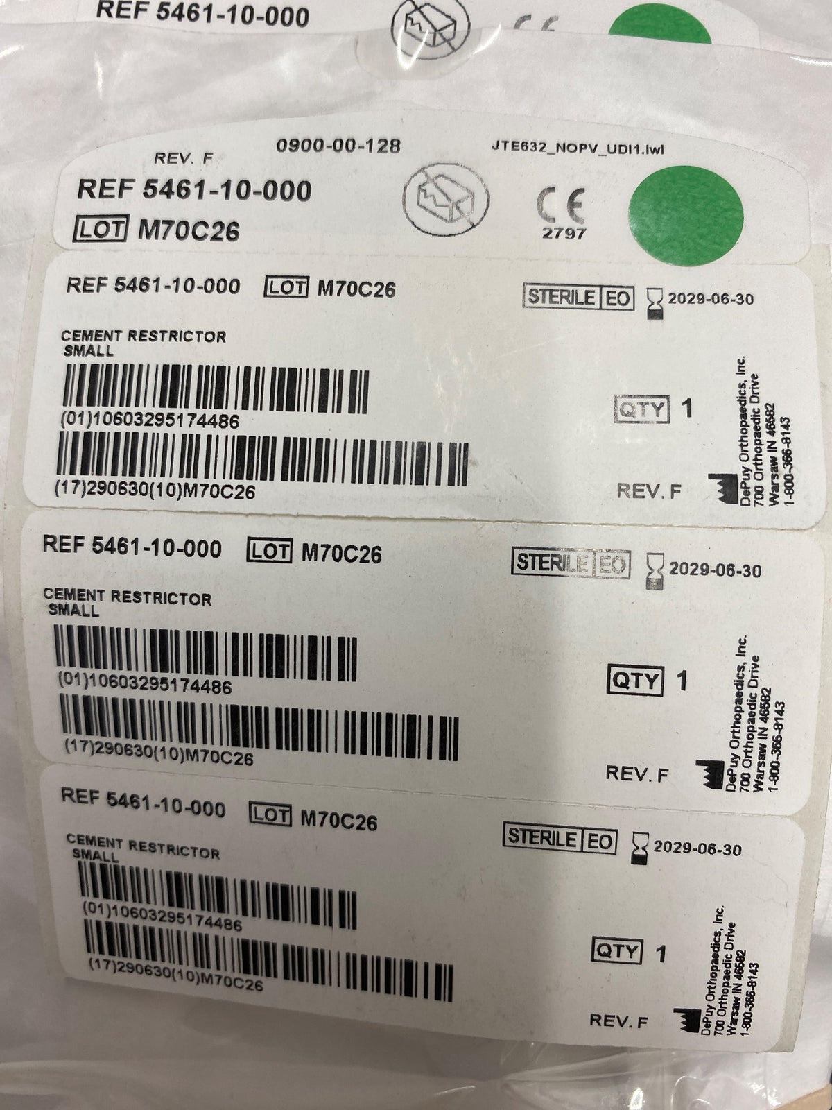 546110000 - DEPUY - CEMENT RESTRICTOR SMALL, (EA/1)