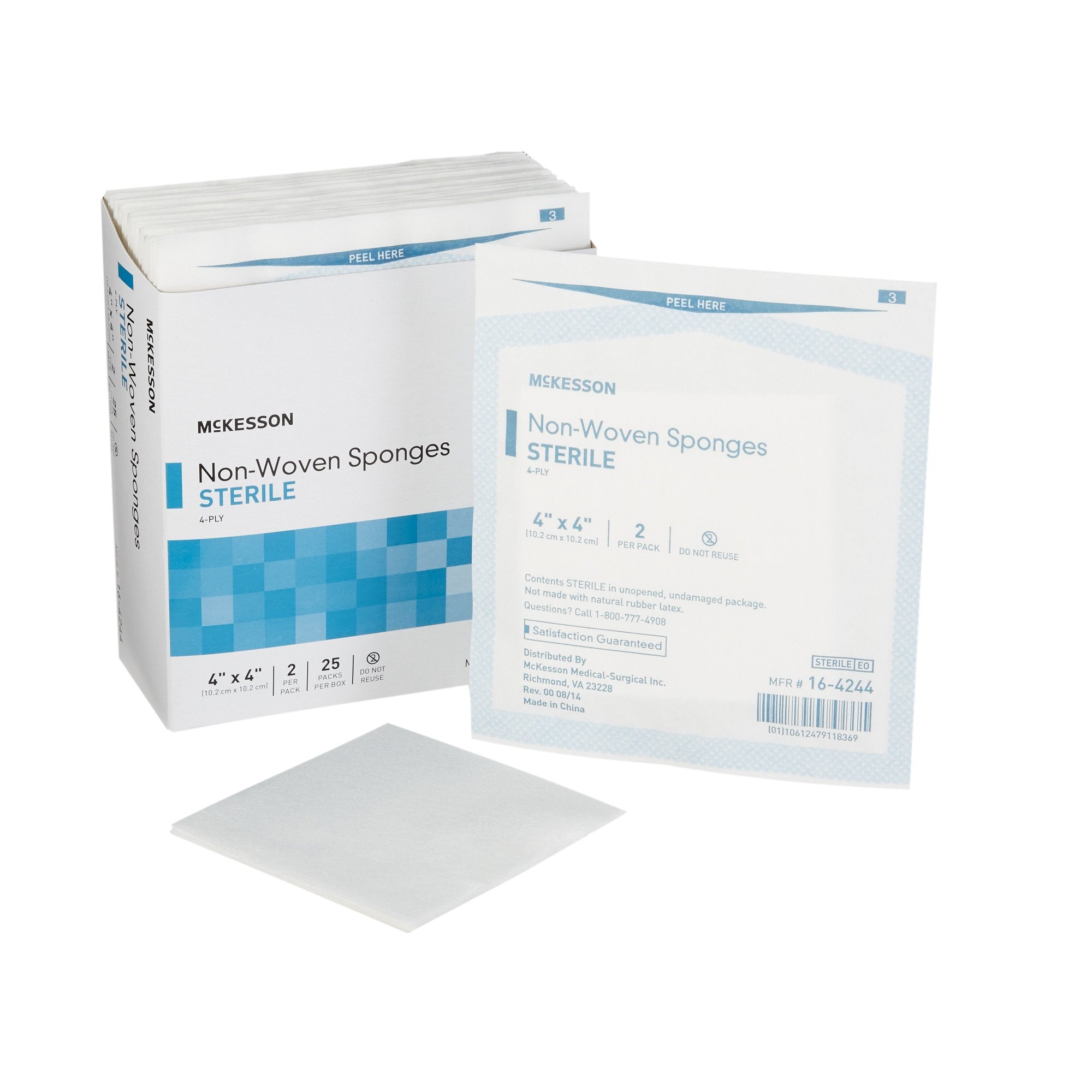 446033 - McKesson - McKesson Nonwoven Sponge 4 X 4 in 4-Ply Sterile , 16-4244, Case of 600, (CS)
