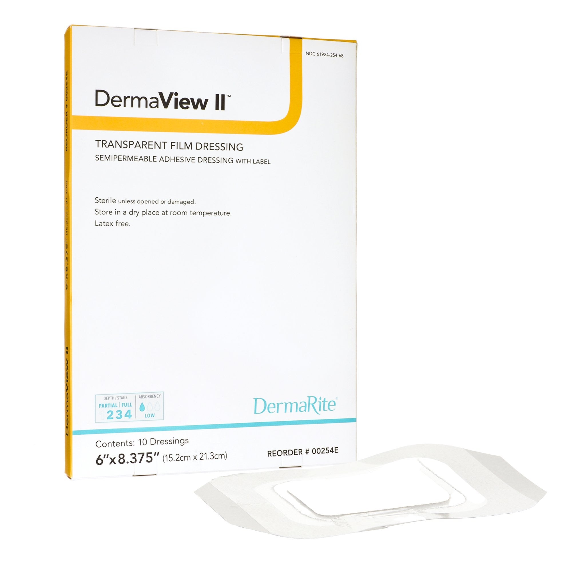 727083 - Derma - DermaView II Transparent Film Dressing 6-1/2 X 8-3/8 Inch Frame Style Delivery Rectangle Sterile, 00254E, Box of 10, (BX)
