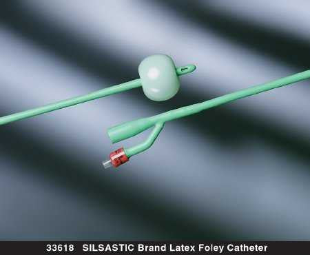 241212 - Silastic - Foley Catheter Silastic 2-Way Round Tip 5 cc Balloon 16 Fr. Silicone Coated Latex 33616 Case of 10, (CS)