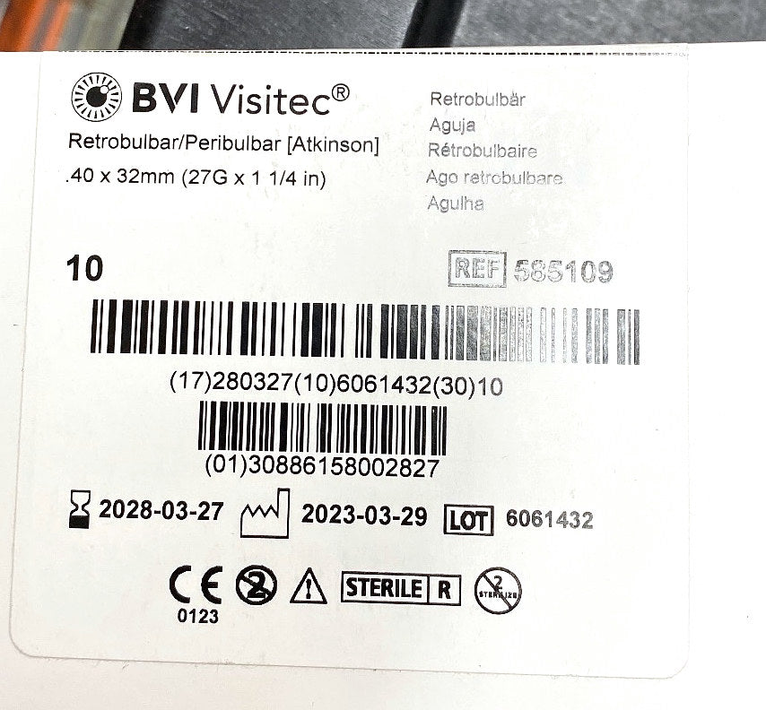 585109 - BEAVER-VISITEC - Retrobulbar/Perbulbar [Atkinson] .40 x 32mm (27G x 1 1/4 in), (BX/10)