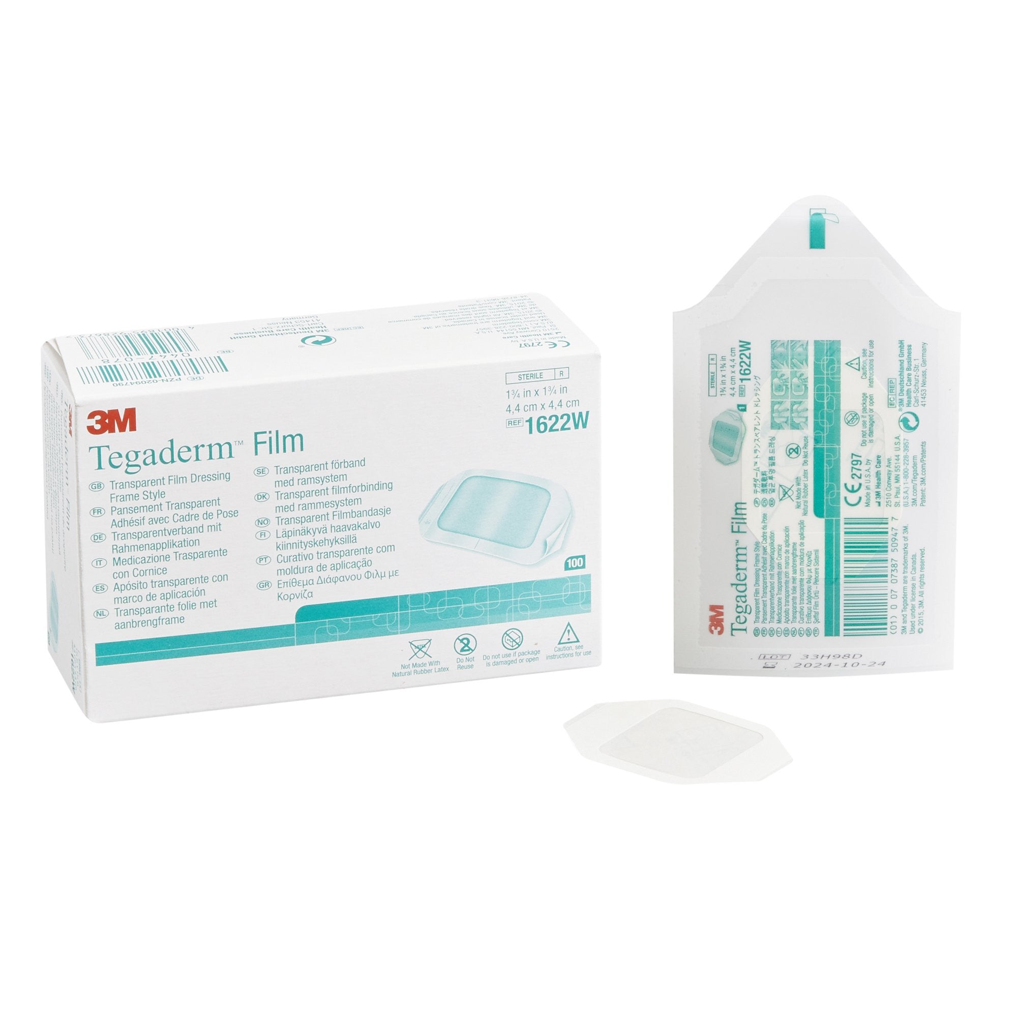 264435 - Tegaderm - 3M Tegaderm Transparent Film Dressing 1-3/4 X 1-3/4 Inch Frame Style Delivery Rectangle Sterile, 1622W, Case of 400, (CS)