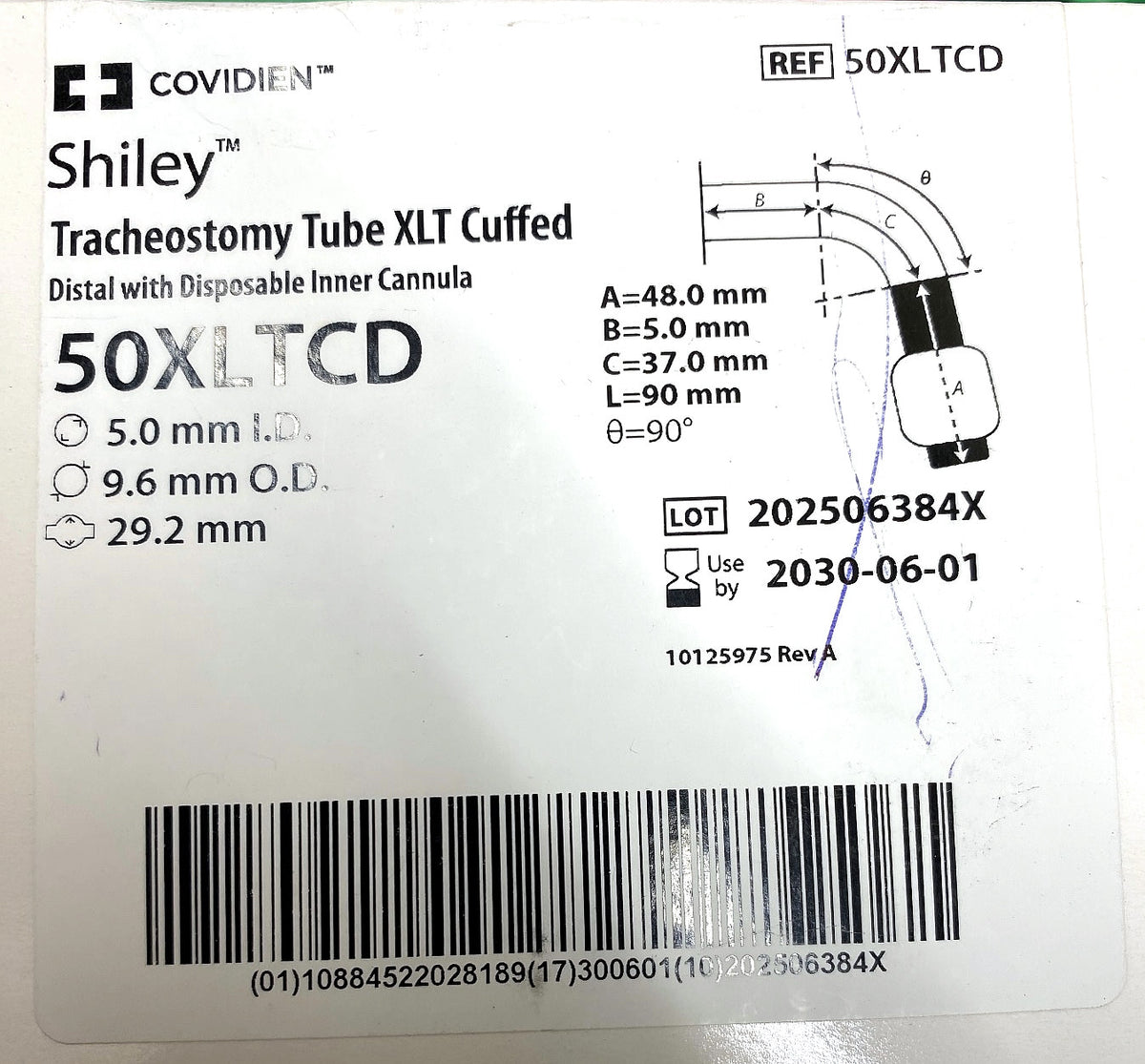 50XLTCD - COVIDIEN - Tracheostomy Tube XLT Cuffed,Distal with Disposable Inner Cannula, (BX/1)