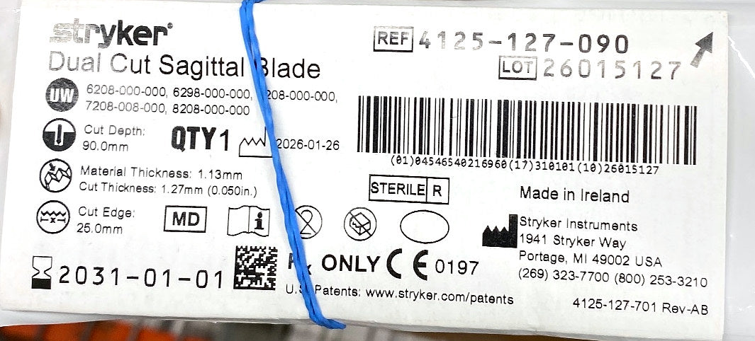 4125-127-090 - STRYKER - Dual Cut Sagittal Blade, (EA/1)