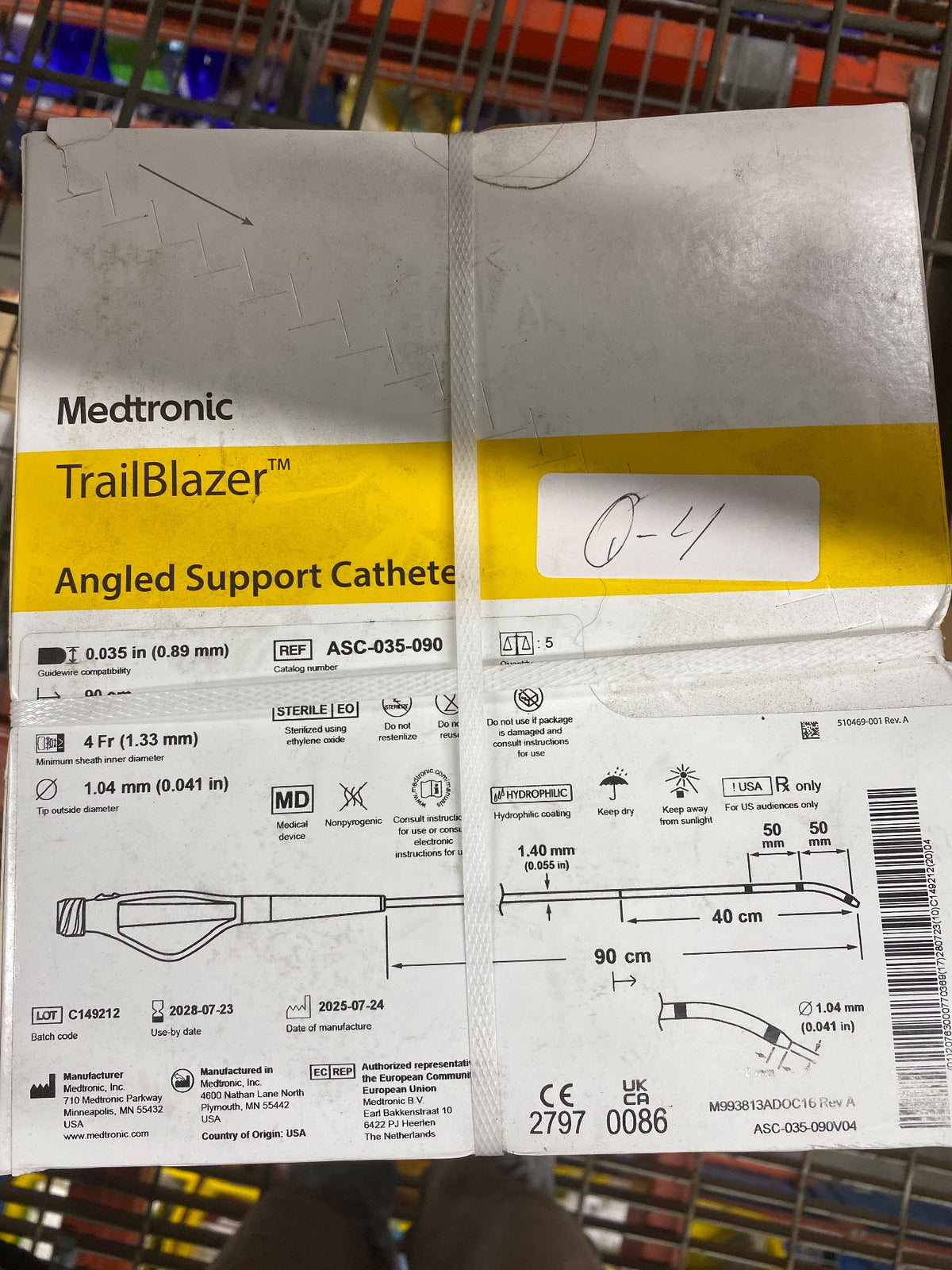 ASC-035-090 - MEDTRONIC - TrailBlazer Angled Support Catheter, 90 cm Working Length, 0.035 in. Guidewire Compatibility, (BX/1)