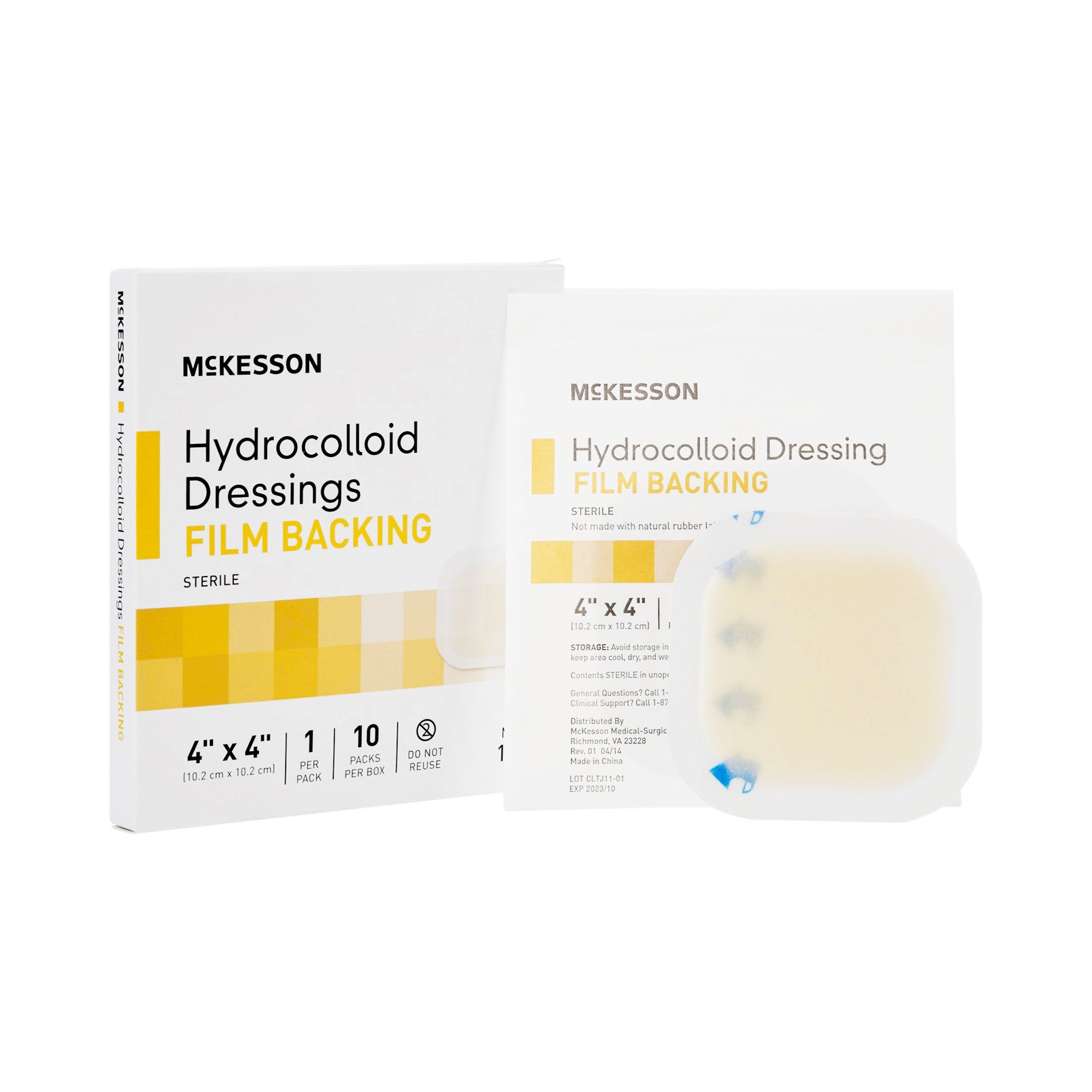 882992 - McKesson - McKesson Hydrocolloid Dressing Waterproof Film Backing 4 X 4 Inch Square Hydrocolloid / Film, 1887, Case of 200, (CS)
