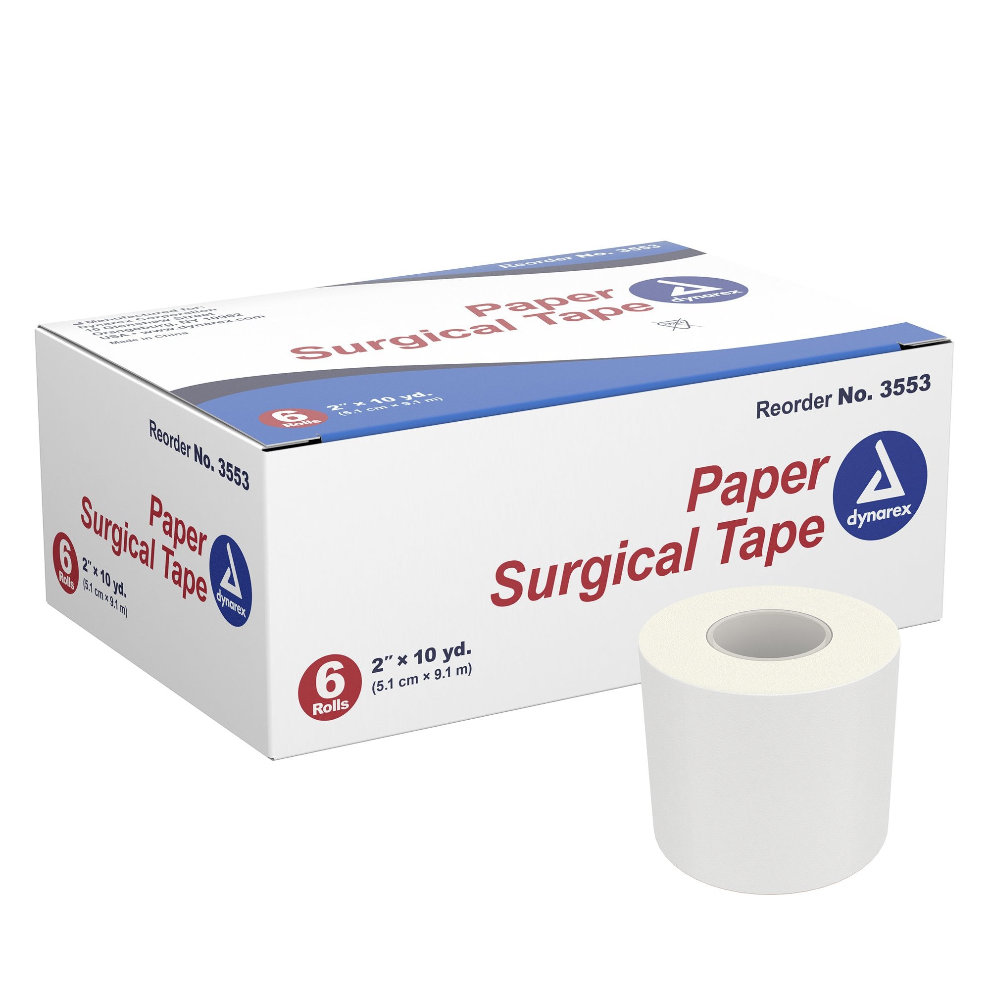 720400 - Dynarex - Dynarex Medical Tape White 2 in X 10 yd Paper, 3553, Sample Pack of 1, (EA)