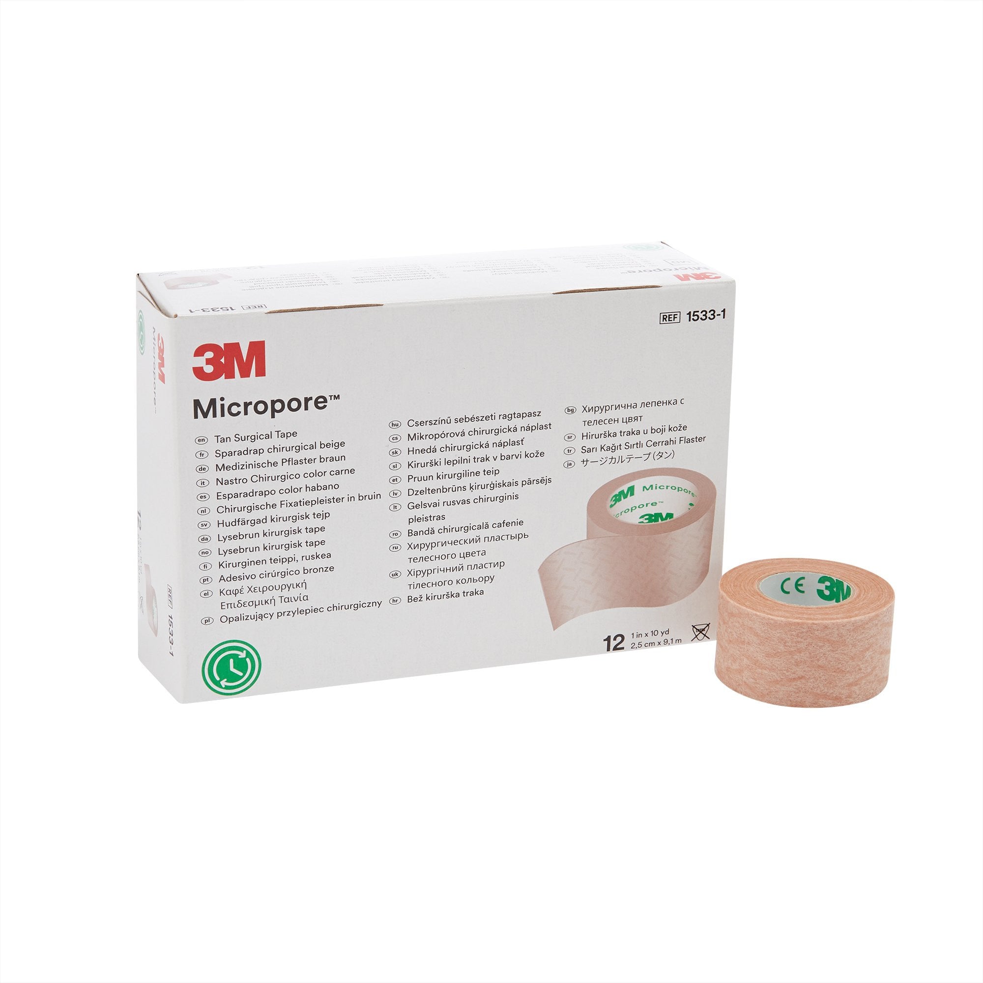 5996 - Micropore - 3M Micropore Medical Tape Tan 1 in X 10 yd Paper, 1533-1, Case of 120, (CS)