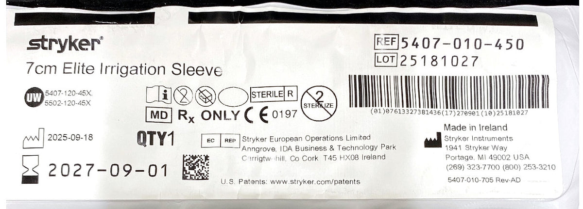 5407-010-450 - STRYKER - 7cm Elite Irrigation Sleeve, (EA/1)